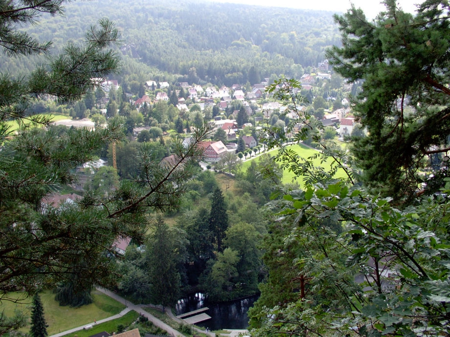 Aussicht vom Berg Oybin nach Hain Hochwald und Zittau