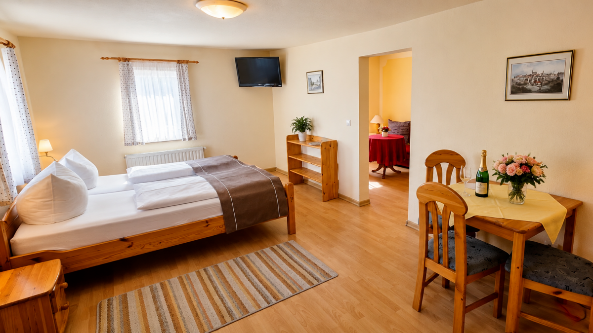 Doppelzimmer Plus mit mehr Platz in der Pension Klette Oybin-Hain